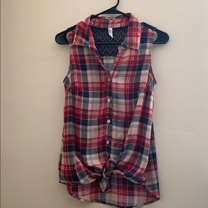 Plaid tank top blouse